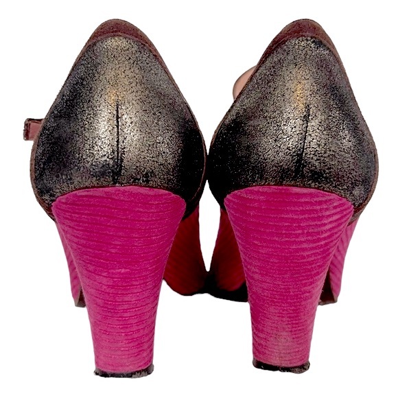 MARC JACOBS Collection Corduroy Magenta Suede Metallic Leather Mary Jane Heel - Picture 4 of 13